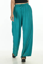 Mominos Fashion Moeza Reyon Cotton Rama Green Color Sirsoki Work Palazzo | Grab2Buy