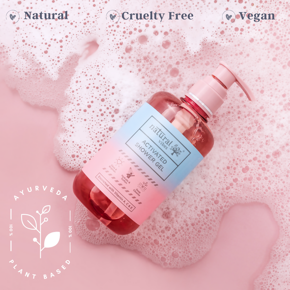 Natural Vibes Activated Shower Gel Body Wash - Glow, Hydrate, Deep Cleanse & Soften | Grab2Buy