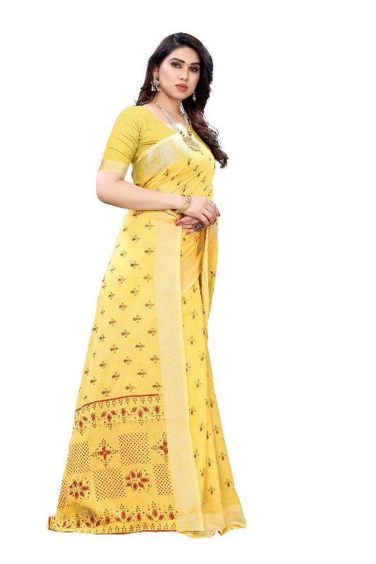 Vamika Yellow Chanderi Designer Saree (DIYA YELLOW) | Grab2Buy