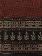 Yufta Women Black & Rust Brown Ethnic Motifs Printed Kantha Work Pure Cotton Kurta Set | Grab2Buy