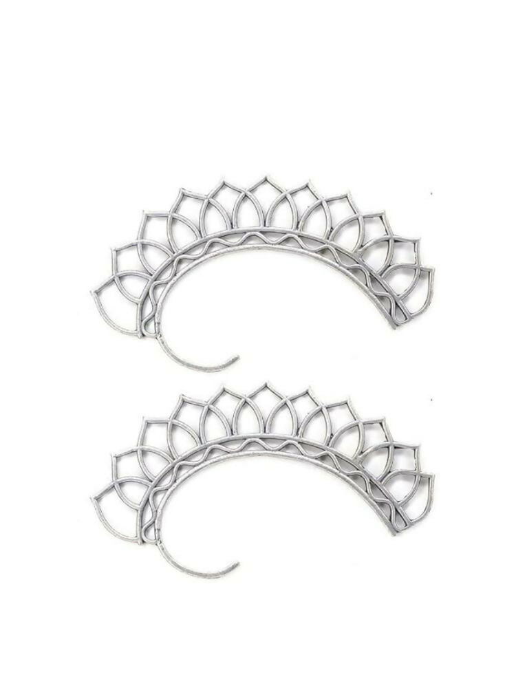 NVR Women Silver Plated Oxidised Leaf Shaped Ear Cuff | Grab2Buy