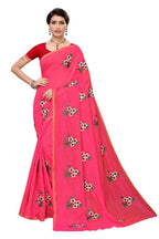 Vamika Chanderi Cotton Embroidery Pink Saree (MOGRA PINK) | Grab2Buy