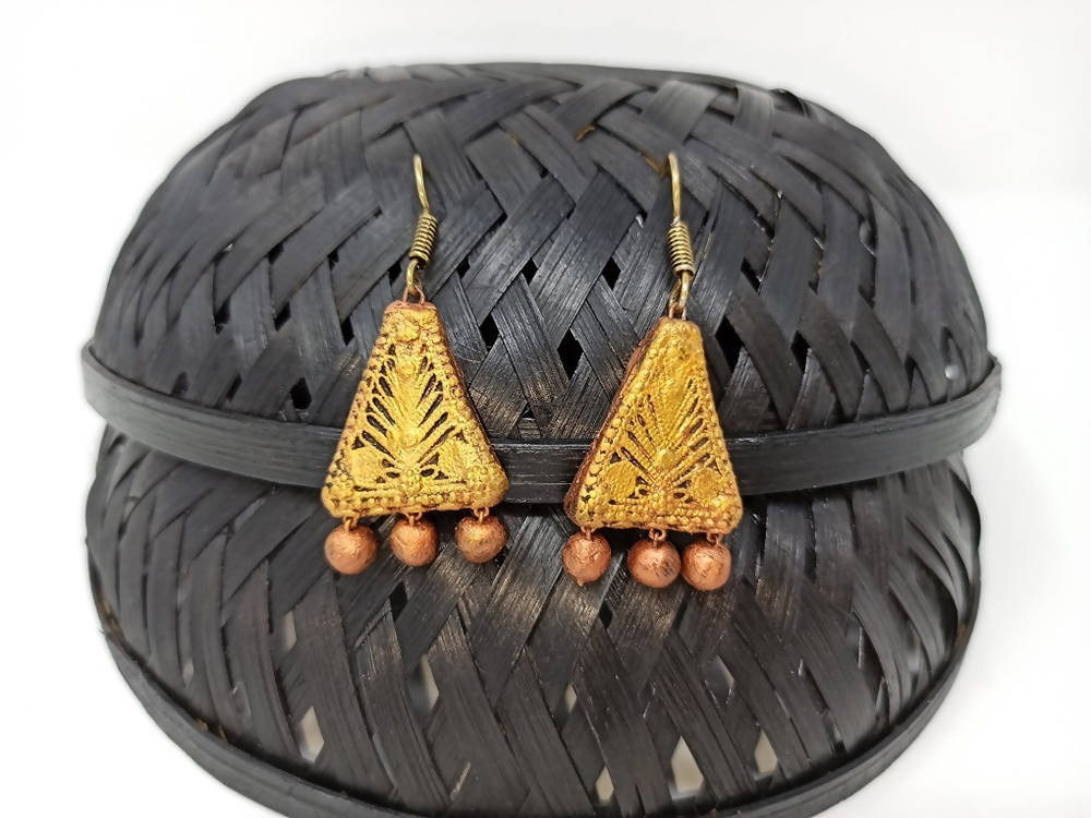 Terracotta Boho Ear Hangings-Copper Gold | Grab2Buy