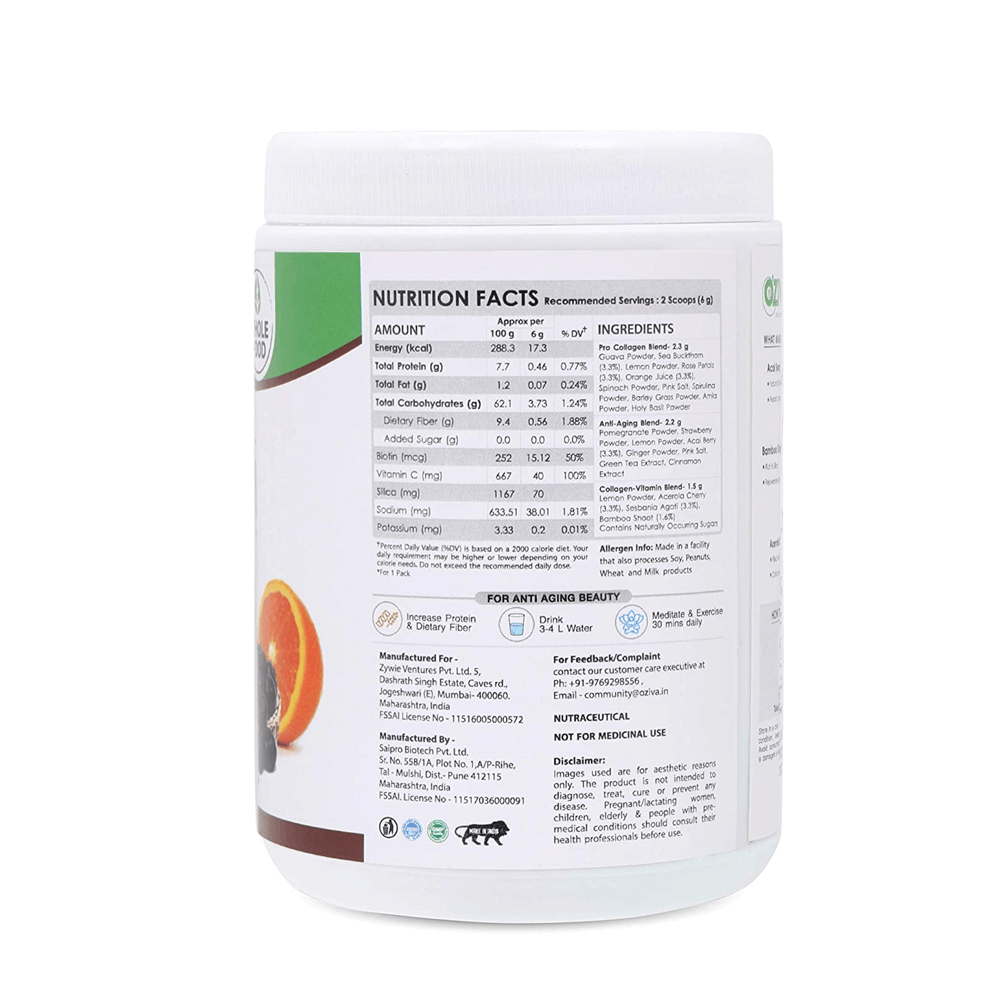OZiva Vegan Collagen Builder with Biotin & Vitamin C For Brighter & Youthful Skin | Collagen Supplement For Women & Men | Plant Based Collagen Powder | Grab2Buy
