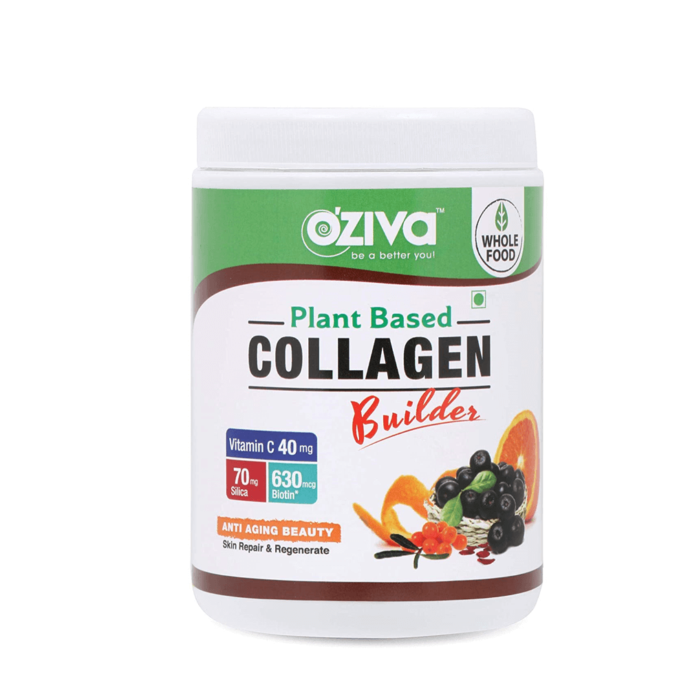 OZiva Vegan Collagen Builder with Biotin & Vitamin C For Brighter & Youthful Skin | Collagen Supplement For Women & Men | Plant Based Collagen Powder | Grab2Buy