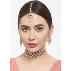 Mominos Fashion Trendy Gold-Polished with Stone & Pearls Necklace Set | Grab2Buy