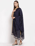 Myshka Women's Navy Blue Georgette Print Casual Dupatta | Grab2Buy