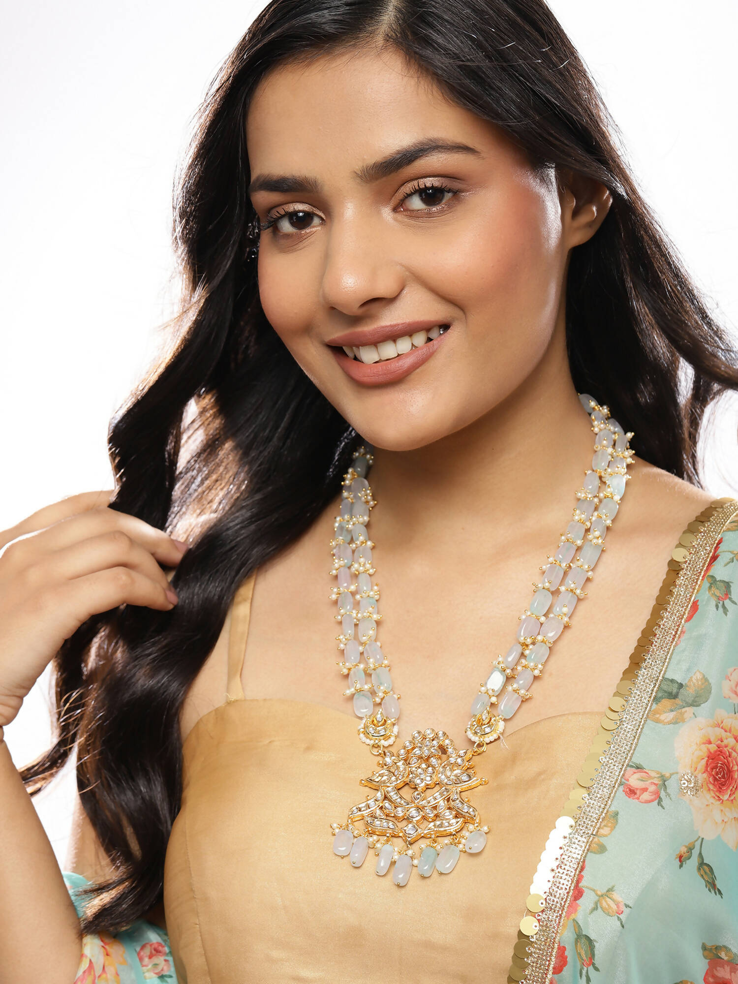Gold-Toned White Brass Gold-Polished Necklace - Ruby Raang | Grab2Buy