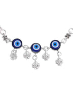 VOJ Set Of 2 Silver Plated Evil Eye Handcrafted Anklets