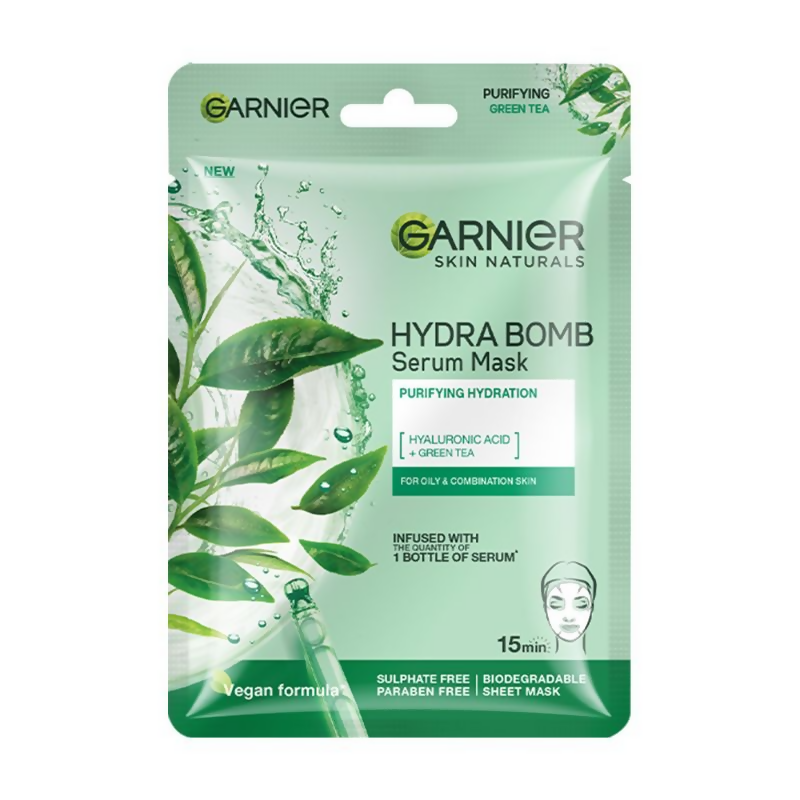 Garnier Skin Naturals Hydra Bomb Green Tea Face Serum Sheet Mask | Grab2Buy