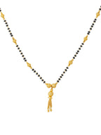 NVR Women's's Set of 2 Black Gold-Polished Beaded Mangalsutra With Ad Stone