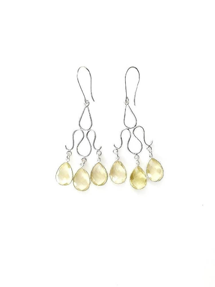 Bling Accessories Lemon Citrine Semi Precious Stone Earrings | Grab2Buy