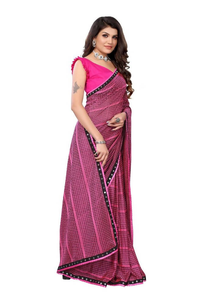 Vamika Pink Lycra Knitted Saree | Grab2Buy