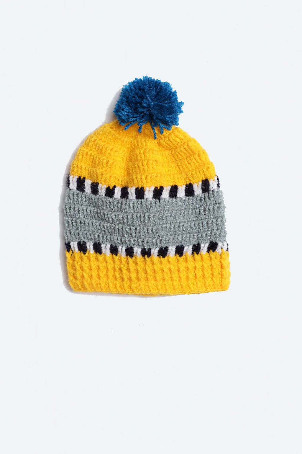Chutput Kids Woollen Hand Knitted Self Desgin Detailed Cap - Yellow | Grab2Buy