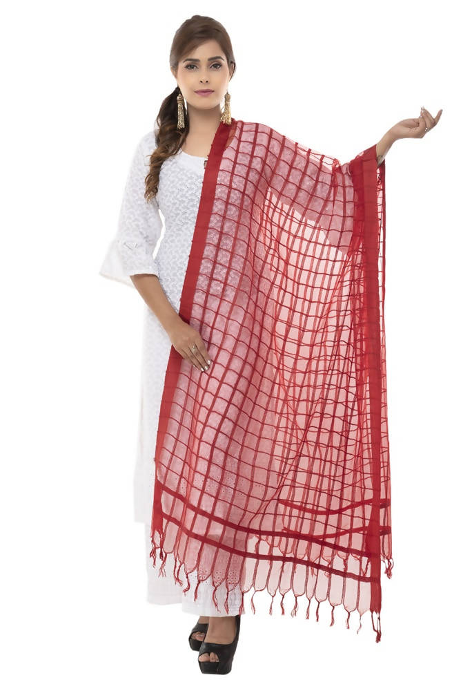 Mominos Fashion Red Cotton Square Dupatta | Grab2Buy