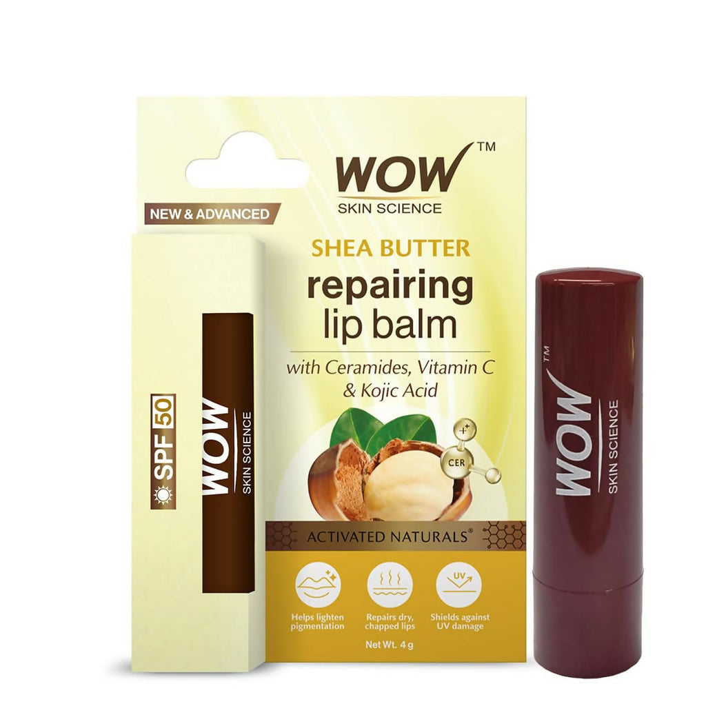 WOW Skin Science Shea Butter & Ceramides Repairing Lip Balm with SPF 50 | Grab2Buy
