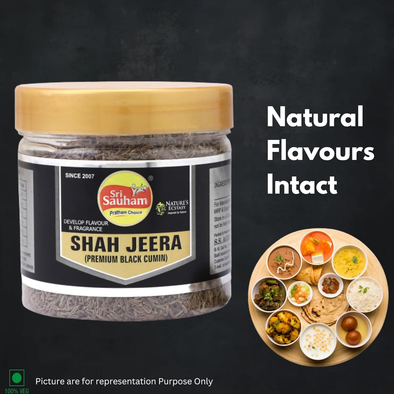 Sri Sauham Premium Spices - 100% Natural Shahi Jeera (Caraway Seeds) | Swadesiicart