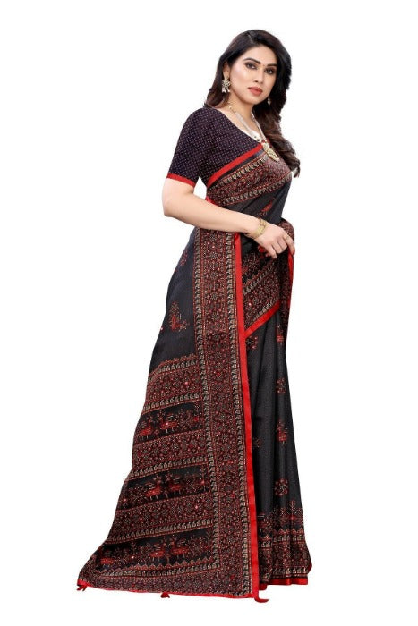 Vamika Black Mirror Work With Jhalar Khadi Silk Saree (AASHI BLACK) | Grab2Buy