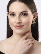 NVR Women's Set of 2 Silver & Gold Brass-Plated Floral Shape Drop Earrings | Grab2Buy