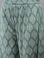 Yufta Women Blue & Off-White Printed Kurta with Palazzo & Dupatta | Grab2Buy