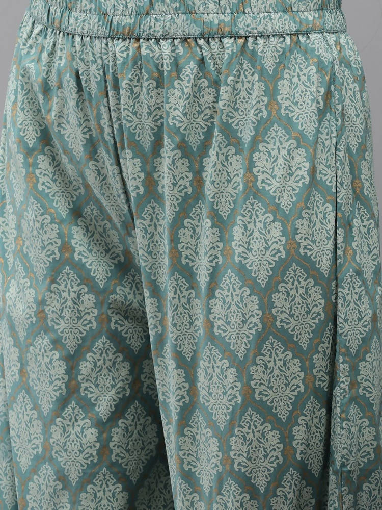 Yufta Women Blue & Off-White Printed Kurta with Palazzo & Dupatta | Grab2Buy