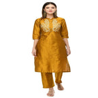 Lagi Women's Mustard Poly silk Straight Embroidred Kurta Pant (RO116C) | Grab2Buy