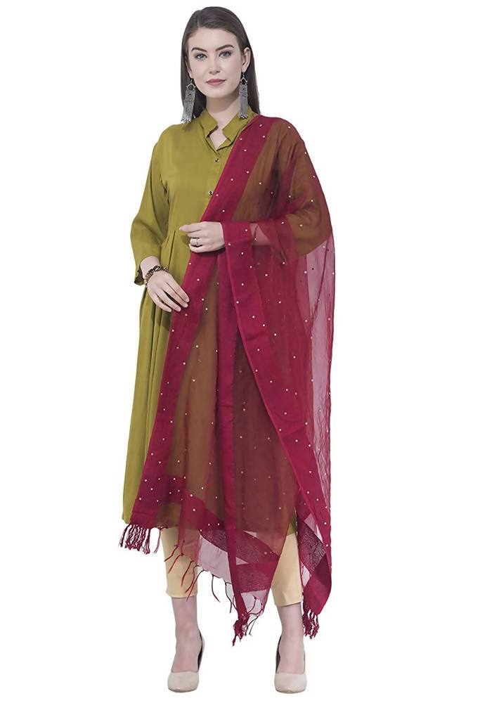 Mominos Fashion Maroon Stone Work Dupatta | Grab2Buy