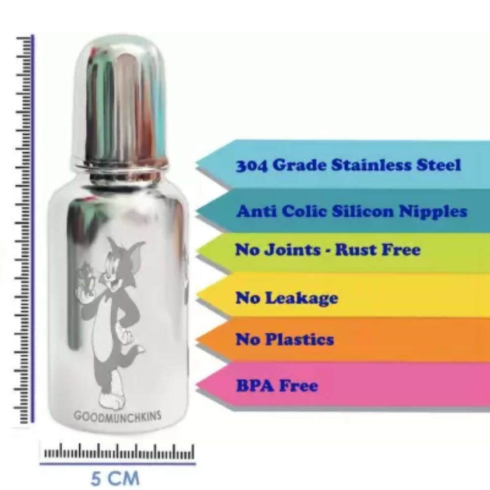 Goodmunchkins Stainless Steel Feeding Bottle 304 Grade Steel, Jointless, BPA Free, Rustfree Bottle For Kids 300ml | Grab2Buy