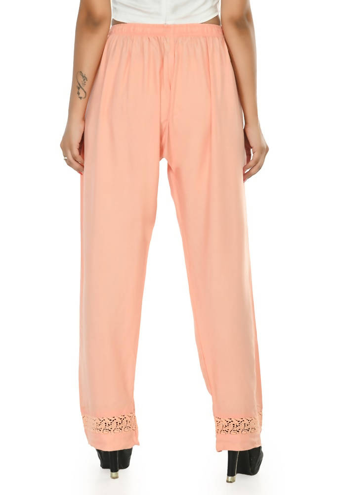 Mominos Fashion Moeza Reyon Cotton Peach Color Straight Palazzo | Grab2Buy