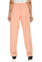 Mominos Fashion Moeza Reyon Cotton Peach Color Straight Palazzo | Grab2Buy