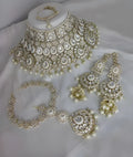 Jewel City Luxurious White Kundan Bridal Set - Complete Semi Wedding Jewelry Collection with Pearl Embellishments | Grab2Buy
