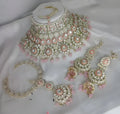 Jewel City Luxurious Rose Quartz Kundan Bridal Set - Complete Semi Wedding Jewelry Collection with Pearl Embellishments | Grab2Buy