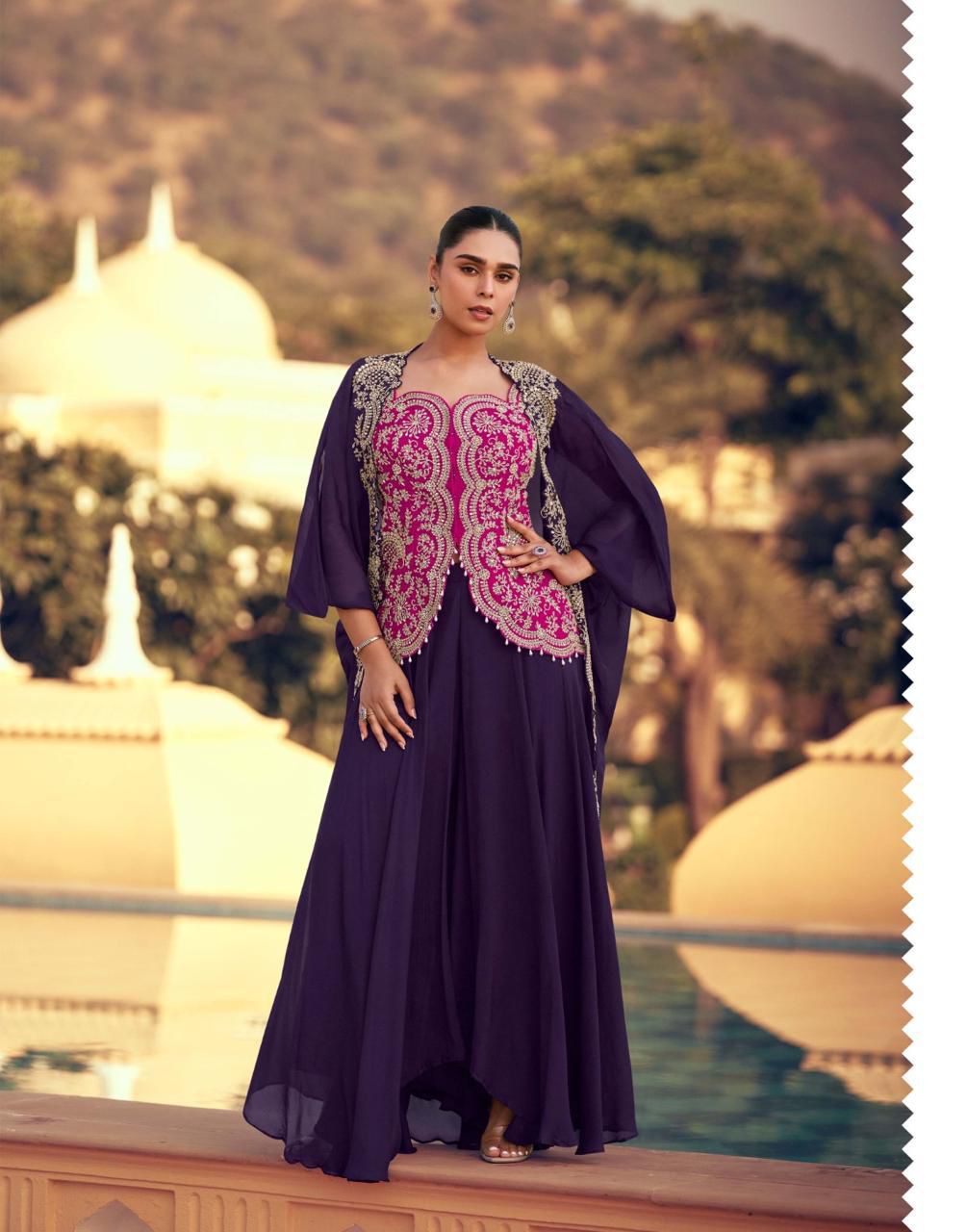 Aarshi Fashions Pink Chinon Wedding Gowns | Grab2Buy