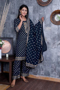 Vamika Navy Blue Gota Patti Work Rayon Party And Casual Wear Kurta Set | Grab2Buy