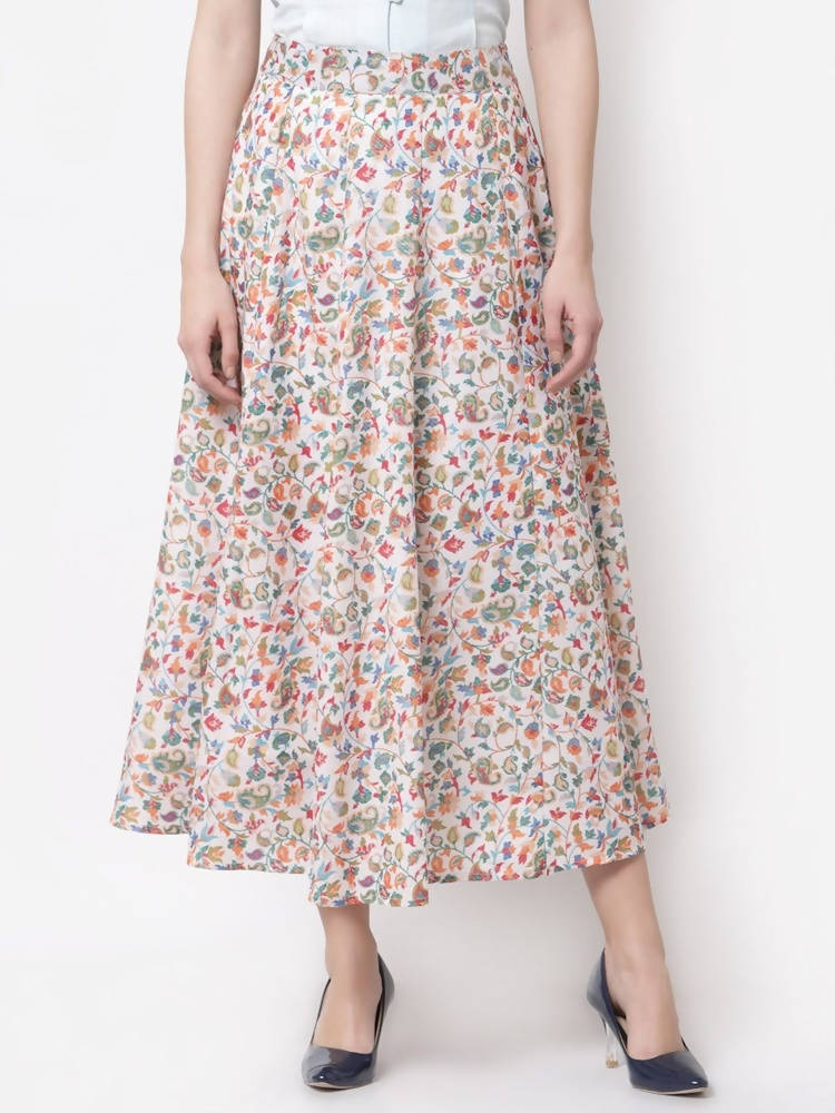 Myshka Multicolor Cotton blend Printed Skirt | Grab2Buy