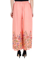 Mominos Fashion Peach Floral Design Palazzo | Grab2Buy