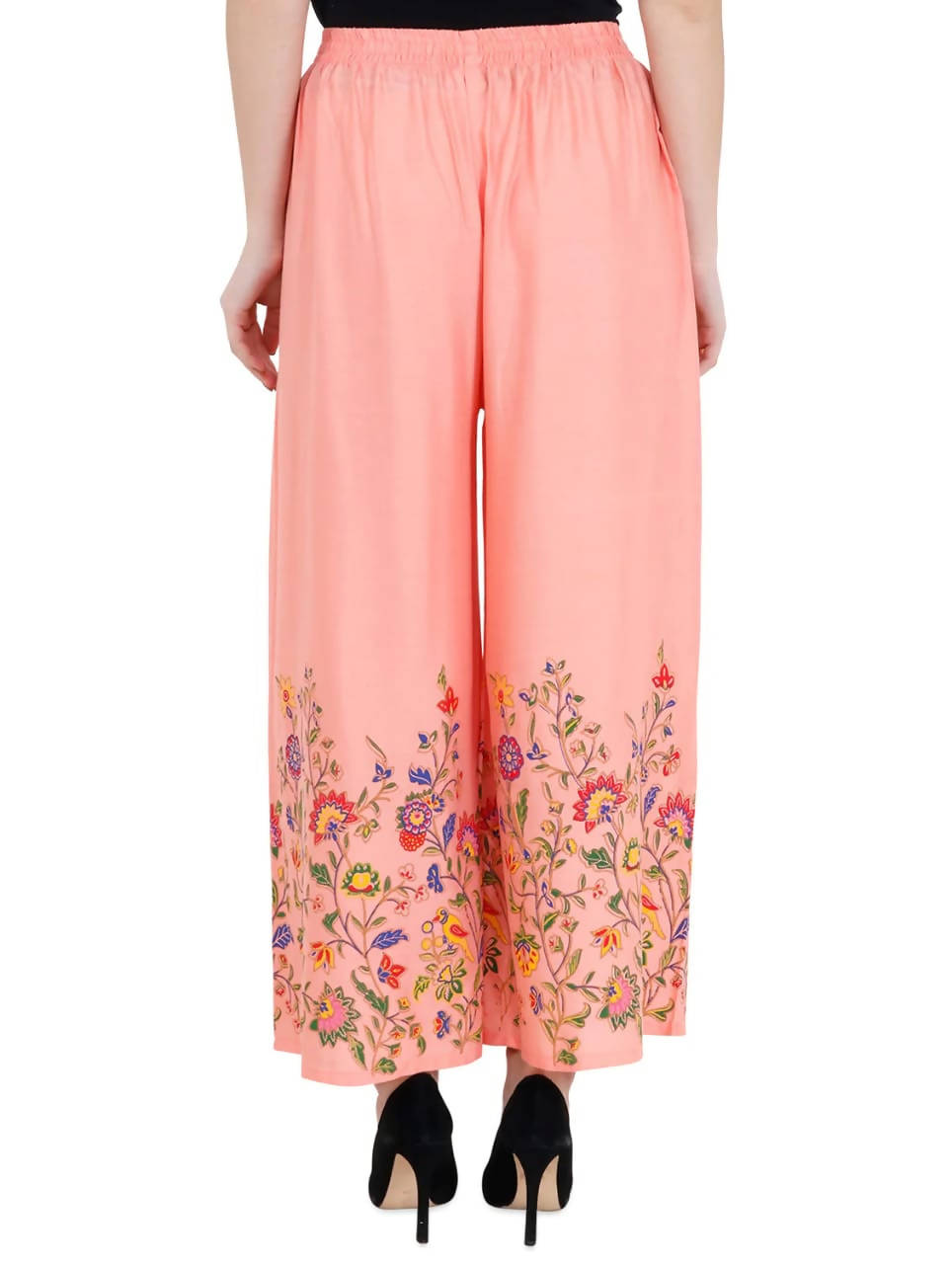 Mominos Fashion Peach Floral Design Palazzo | Grab2Buy