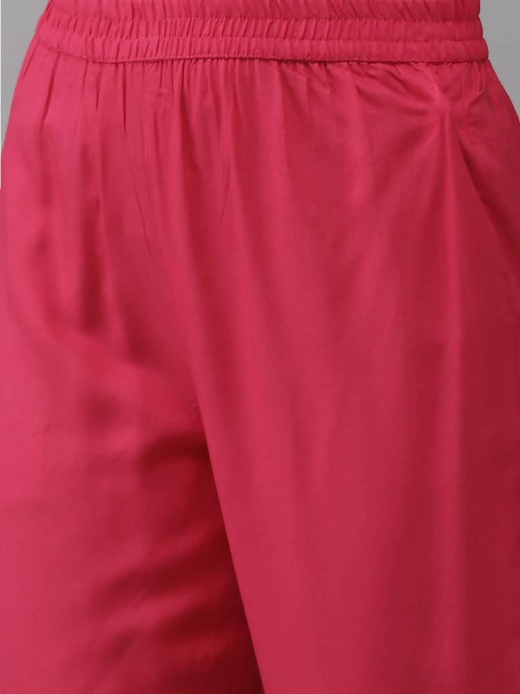 Yufta Women Pink Solid Kurta with Trouser & With Dupatta | Grab2Buy