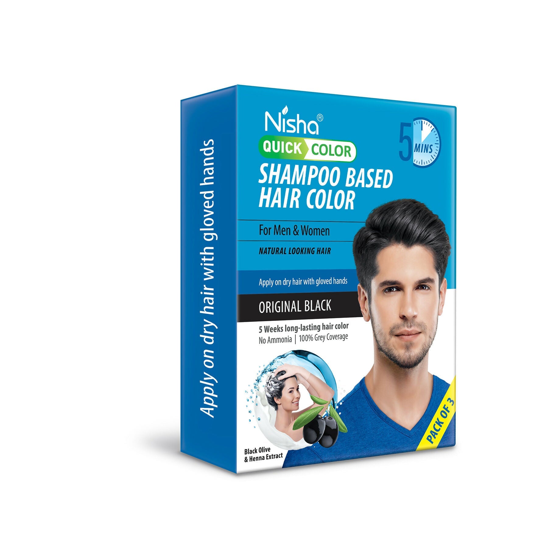 Nisha Quick Color Shampoo Hair Color-Original Black | Grab2Buy