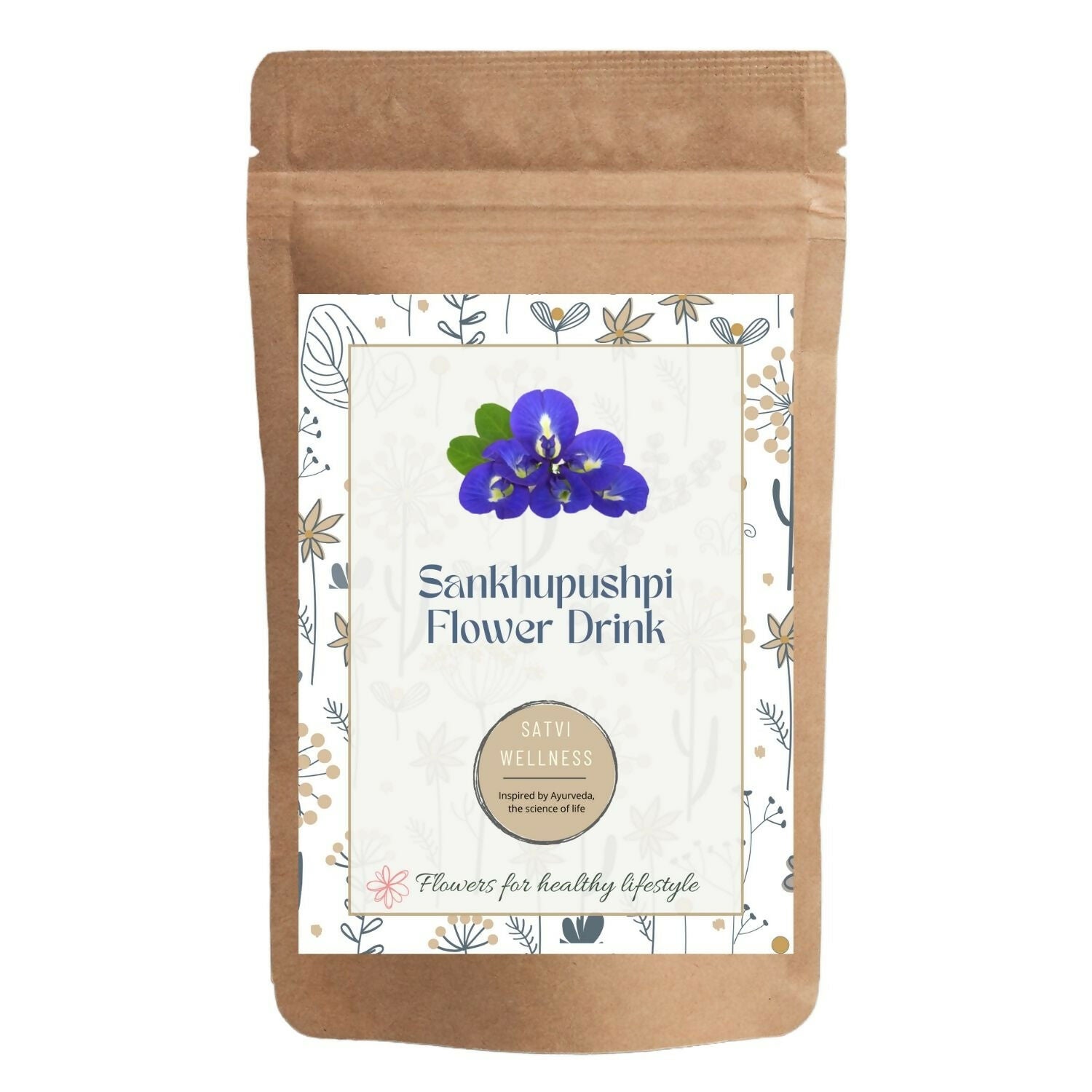 Satvi Wellness Shankhupushpi flower Tea | Blue Butterfly pea tea | Blue tea mix | Grab2Buy