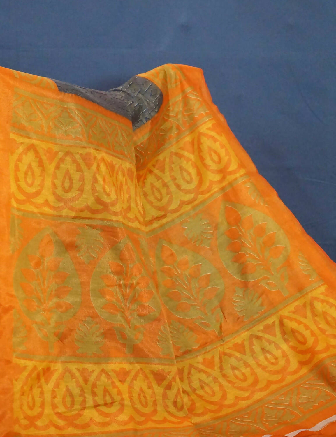 Olive Grey And Orange Cotton Brasson Saree For Office/Regular Wear By Gayathri Reddy Designer Studio | Grab2Buy