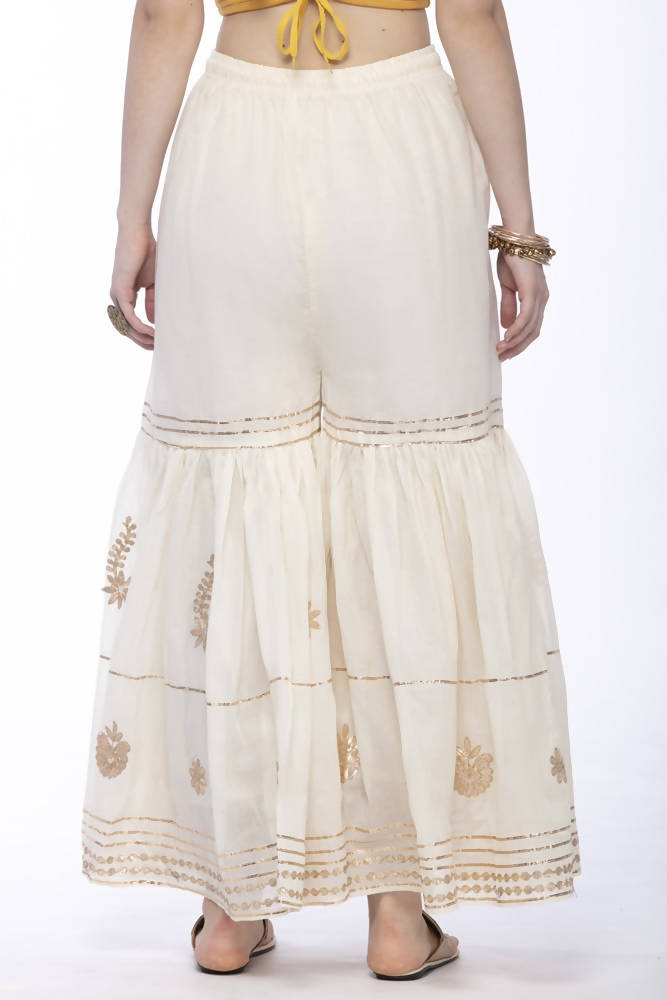 Mominos Fashion Cotton Off White Beautiful Gotta Work Sharara | Grab2Buy