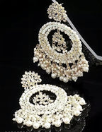 Jewel City Luxurious Pearl Chandelier Earrings - Traditional Indian Kundan Style Statement Jewelry for Wedding & Festive Wear | Grab2Buy