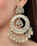 Jewel City Luxurious Pearl Chandelier Earrings - Traditional Indian Kundan Style Statement Jewelry for Wedding & Festive Wear | Grab2Buy