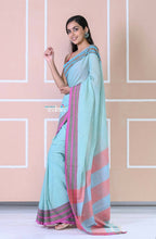 Very Much Indian Traditional Patteda Anchu Ilkal Handloom Saree - Sky Blue | Grab2Buy