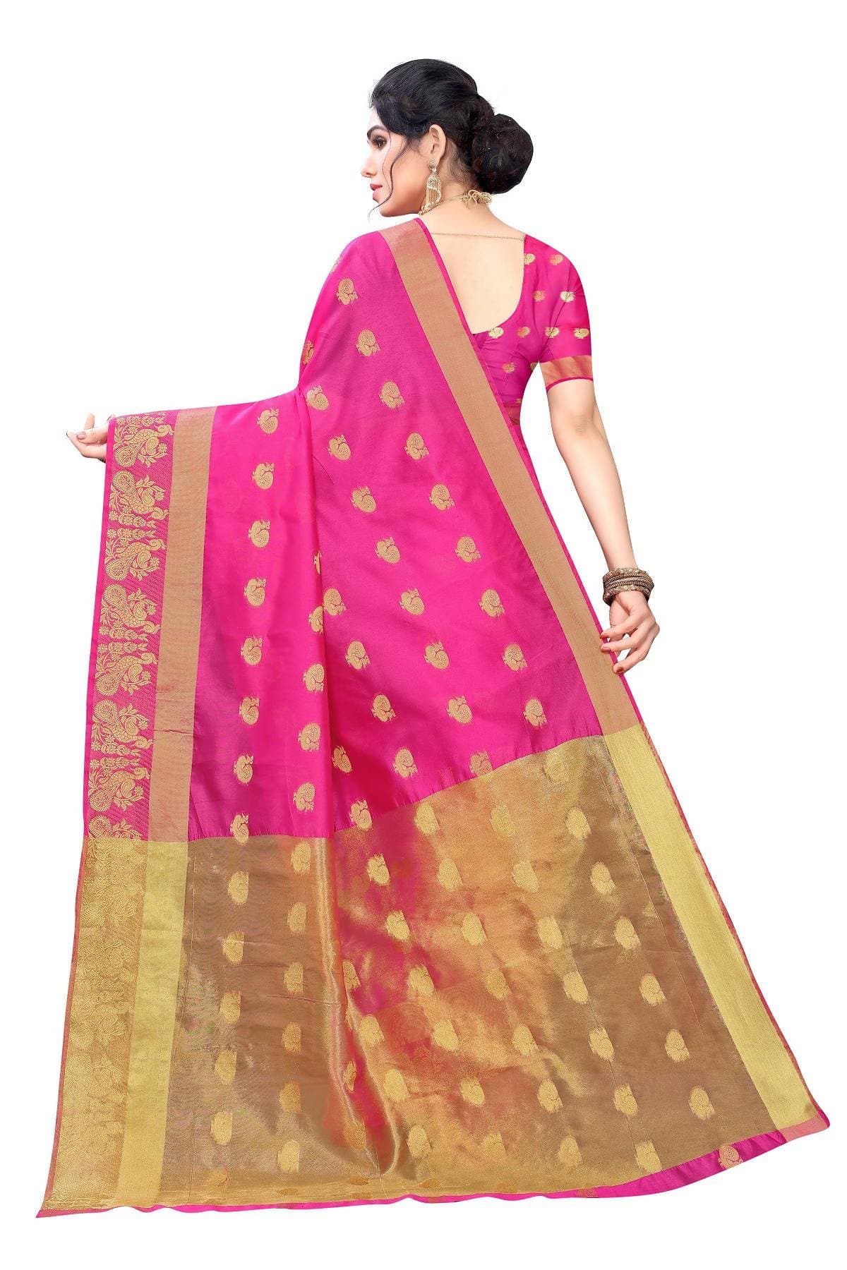 Vamika Banarasi Jacquard Weaving Pink Saree | Grab2Buy