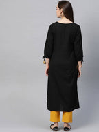 Yufta Women Black Ethnic Motifs Embroidered Pure Cotton Kurta with Trouser | Grab2Buy