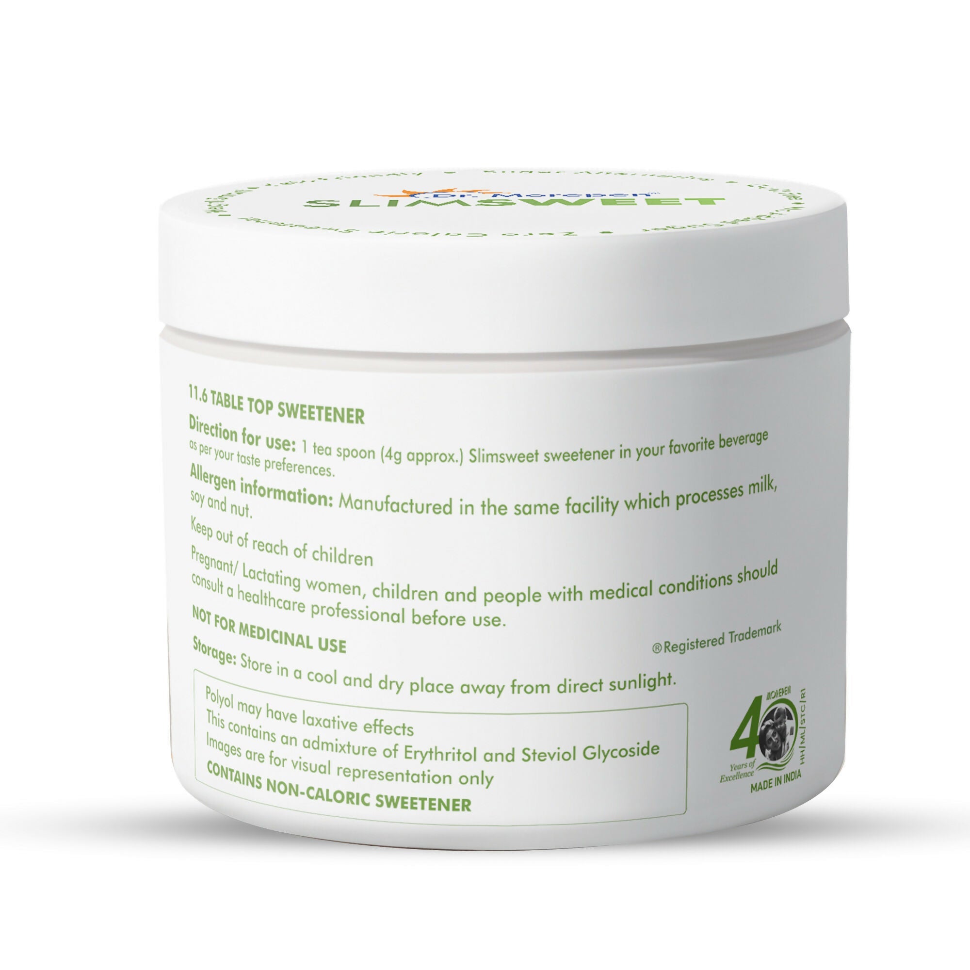 Dr. Morepen Slimsweet Natural Sugar Substitute with Stevia & Monk Fruit | Grab2Buy