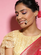 Gold-Polished white kundan nosepin - Ruby Raang | Grab2Buy