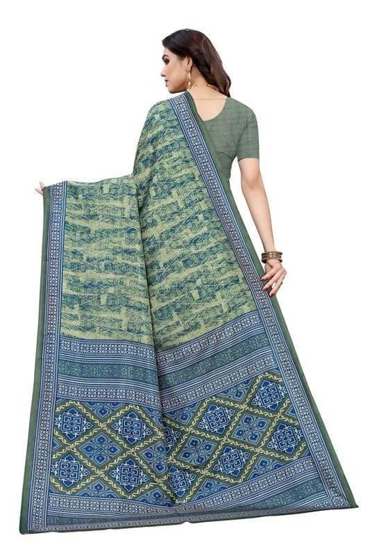 Vamika Printed Green Crepe Silk Saree (ICE GREEN) | Grab2Buy